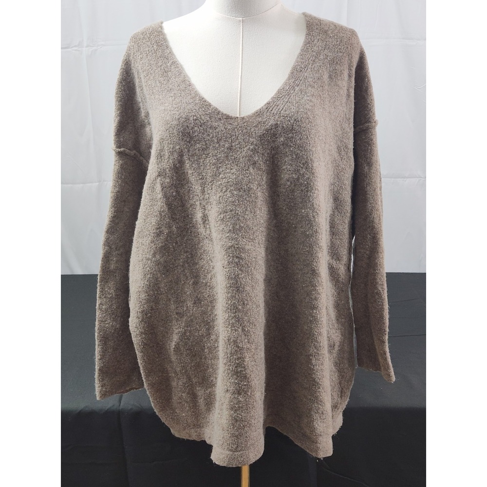 Free People Long Sleeve Brown Wool Blend Sweater - Size L‎